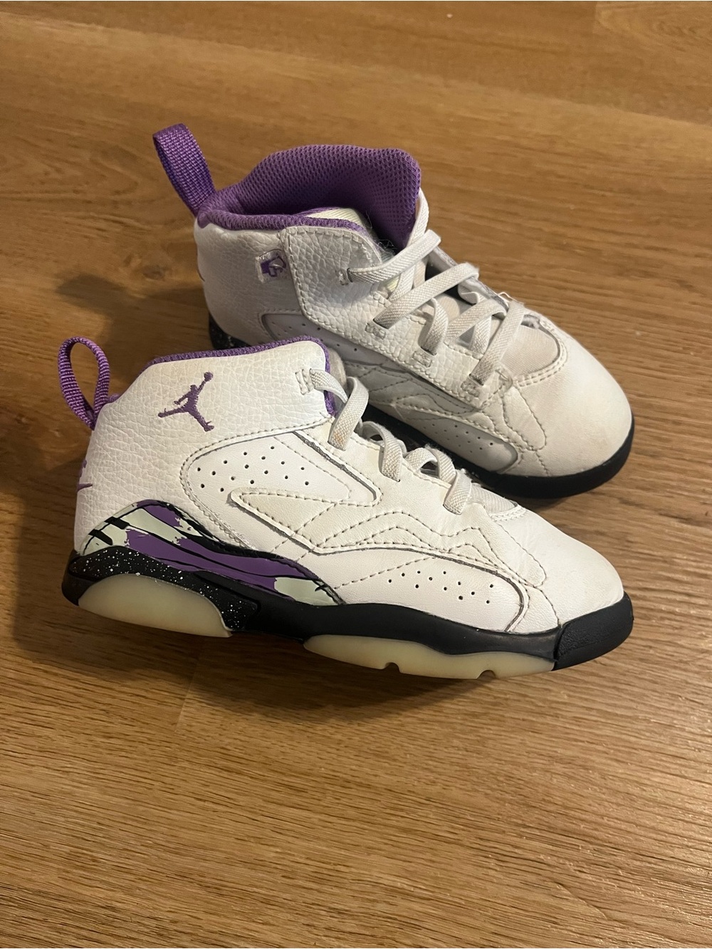 Nike Kids White and Purple High-Top Sneakers